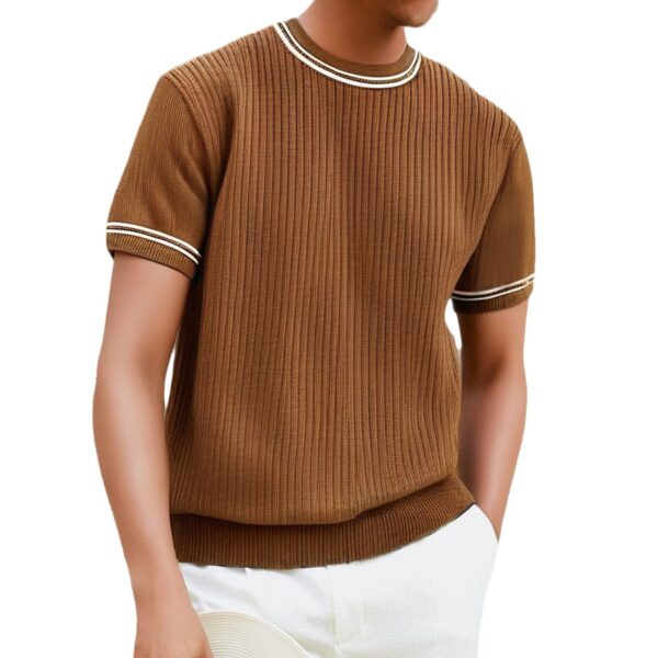 Men's Complex Knitwear Short Sleeve T-shirt Round Neck - Image 4
