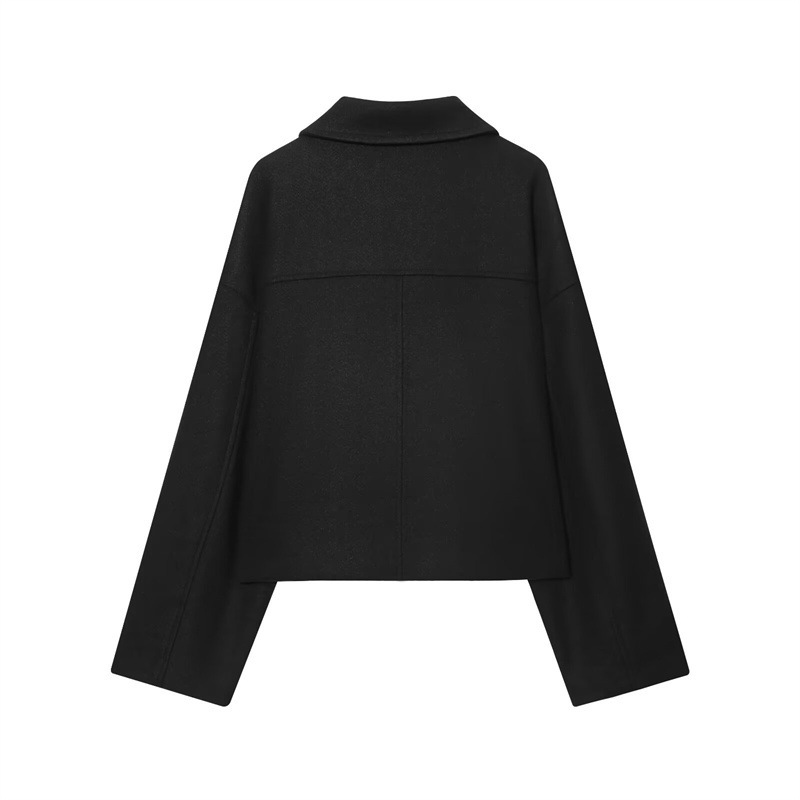 Simple Double Breasted Short Woolen Coat Women's Top - Image 6