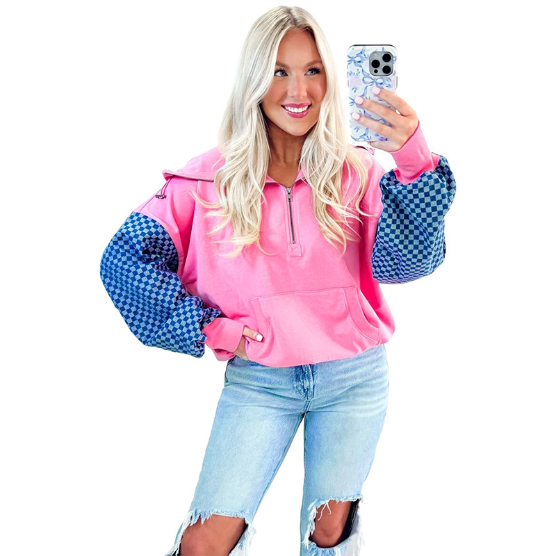 Women's Half-zip Hooded Sweater Regular Sleeve - Image 4