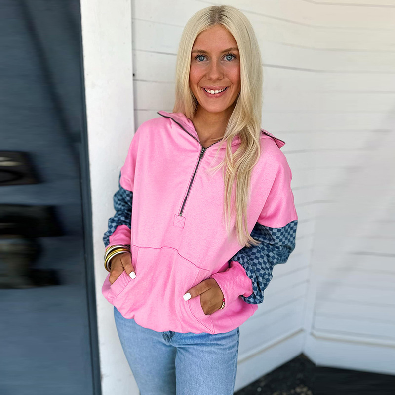 Women's Half-zip Hooded Sweater Regular Sleeve - Image 6