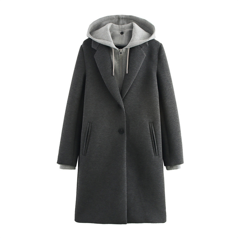 Detachable With Coat And Cap Stitching Coat For Women - Image 2