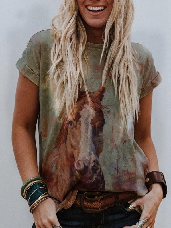 Women's Loose And Casual Fashion Fresh Print T-shirt - Image 2