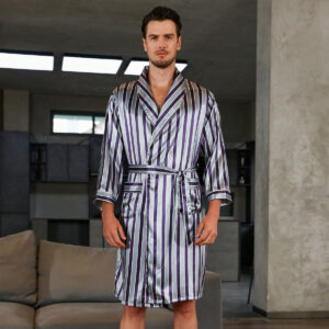 Men's Summer Silk Bathrobe Nightgown