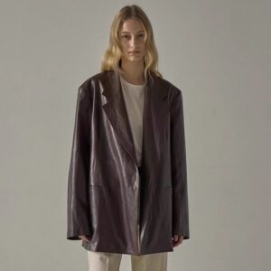 Women's Loose Mid-length Niche Suit Leather Coat