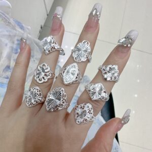 1pc 999 Sterling Silver Assorted Openwork Carved Open Ring, Retro & Elegant Style, Perfect For Daily, Dating & Gifting, Ideal Valentine's Gift