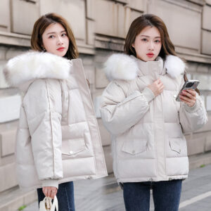 Women's Cotton-padded Coat With A Thickened Large Fur Collar